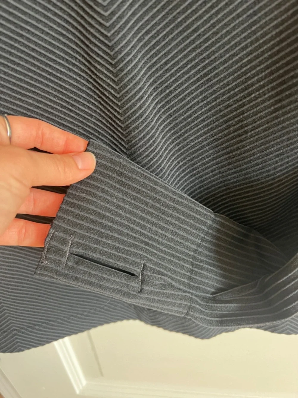 Athleta Charcoal Gray Thin-Striped Long Sleeve Crew - Picture 3 of 5